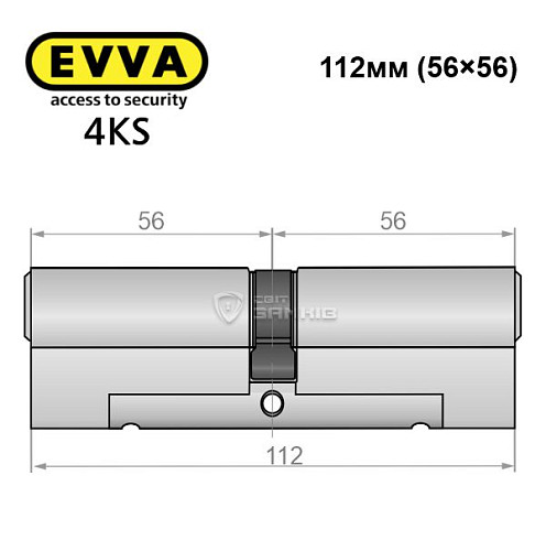 Цилиндр EVVA 4KS 112 (56*56) никель сатин 3 ключа - Фото №4