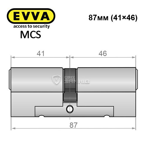Цилиндр EVVA MCS 87 (41*46) никель сатин - Фото №7
