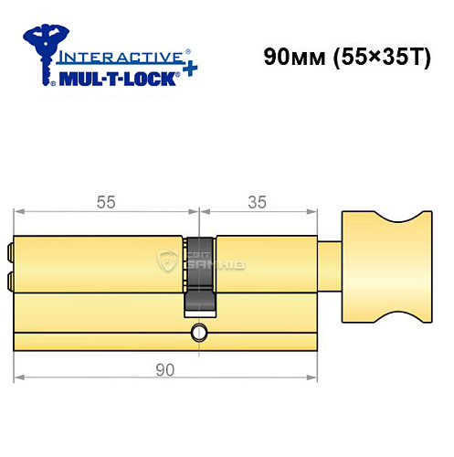Цилиндр MUL-T-LOCK MTL600/Interactive+ 90T (55*35T) латунь - Фото №6