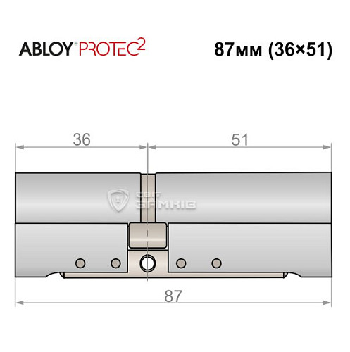 Цилиндр ABLOY Protec2 87 (36*51) хром полированный - Фото №4
