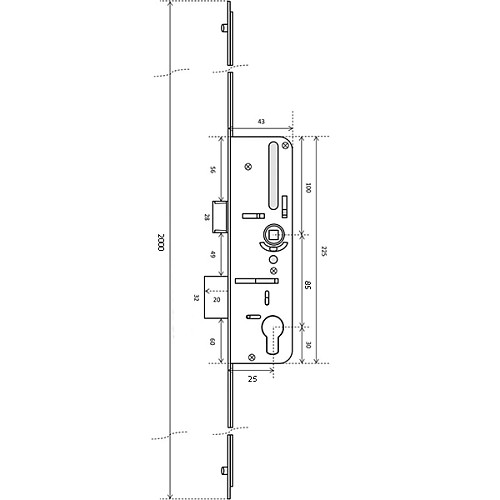 Механізм замка AKPEN Delux заскочка 25*85 мм рейка 2000 мм з ригелем - Фото №4