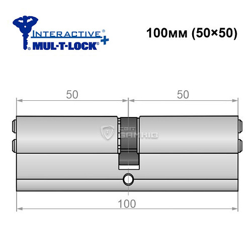 Цилиндр MUL-T-LOCK MTL600/Interactive + MOD 100 (50*50) (модульный) никель сатин - Фото №5