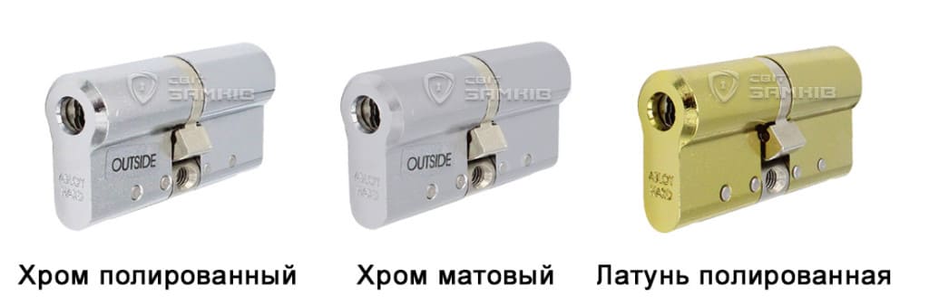 Доступны следующие обработки сердцевин: хром полированный, хром матовый, латунь полированная