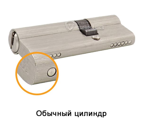 Обычный цилиндр без защиты против сверления Обычный цилиндр без защиты против сверления