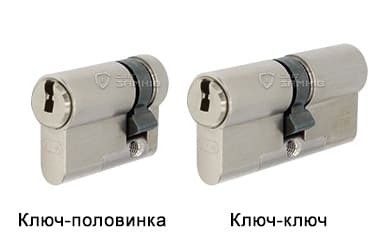 цилиндры ключ-половинка и ключ-ключ