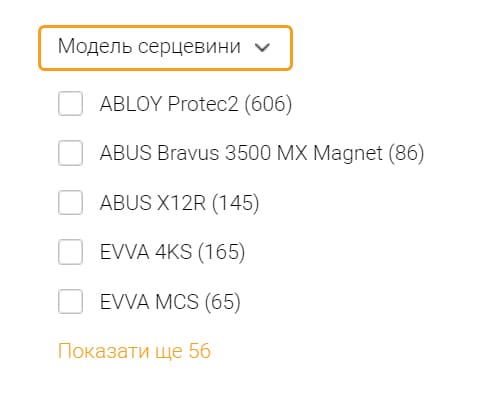 Список моделей серцевин