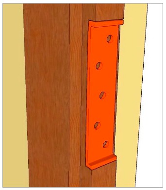 Первый этап установки – расположение пластины Пластина-вставка для подвешивания петель