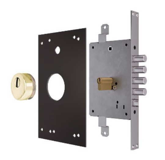 Сочетание защитной пластины с броненакладкой на замке