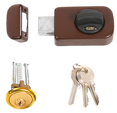 Замок накладной LOB с цилиндром Коричневый цилиндровый замок накладного типа