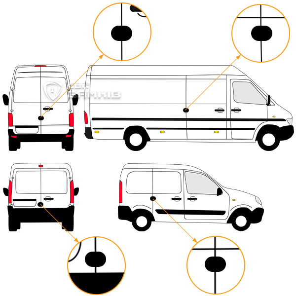 Схема использования накладного замка на дверях автомобиля Механизм накладной для авто