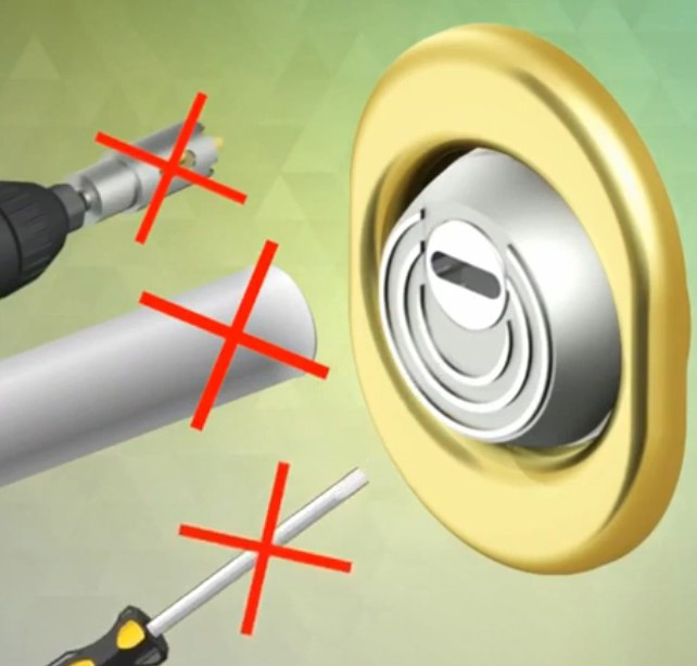 Врезной специальной формы протектор имеет защиту от взлома