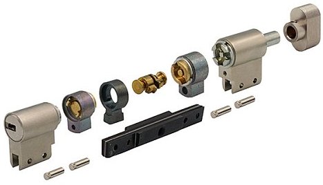 Элементы разобранного модульного цилиндра CISA