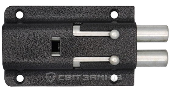 Реечный замок с двумя ригелями Накладной замок с реечным механизмом закрывания