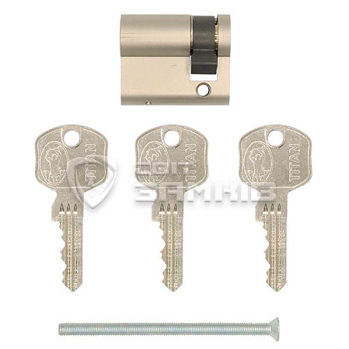 Цилиндр половинка TITAN K1 ML 40 (30*10) никель сатин 3 ключа - Фото №6