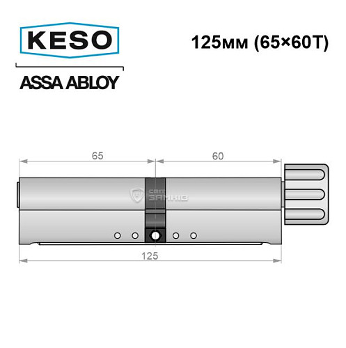 Цилиндр KESO 8000 125T (65*60T) никель сатин 3 ключа - Фото №9