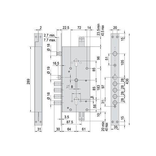 Механізм замка CISA 56785 двосистемний Revolution Pro (BS67,5*85мм) взаємозалежний з блокуванням - Фото №8