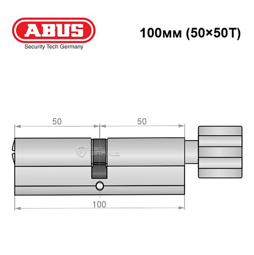 Цилиндр ABUS X12R 100T (50*50T) никель сатин - Фото №6