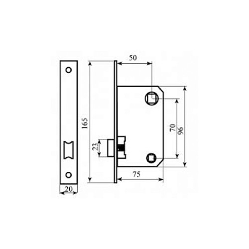 Механизм замка RDA 257 (BS50*70мм) CP хром - Фото №2