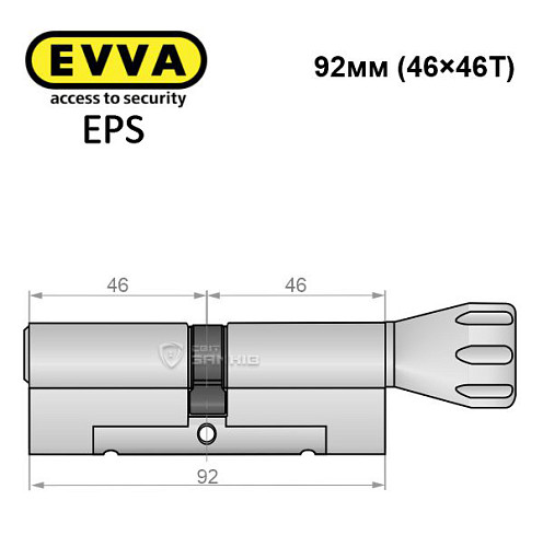 Цилиндр EVVA EPS 92T (46*46T) никель сатин - Фото №5