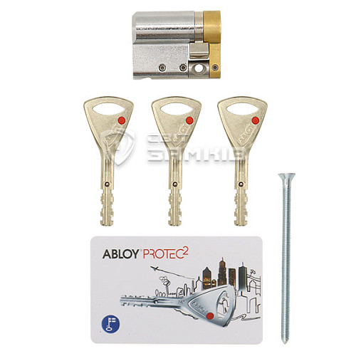 Циліндр половинка ABLOY Protec2 62,5 (52H*10,5) (H - гартована сторона) хром матовий 3 ключа - Фото №4