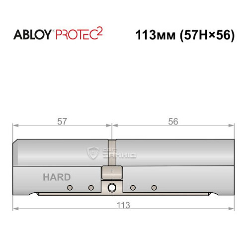 Циліндр ABLOY Protec2 113 (57H*56) (H - гартована сторона) хром полірований - Фото №4