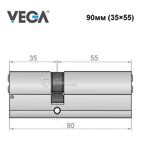 Цилиндр VEGA VP-7 90 (35*55) никель сатин - Фото №4