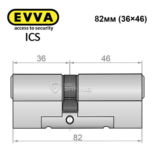 Циліндр EVVA ICS 82 (36*46) нікель сатин - Фото №6