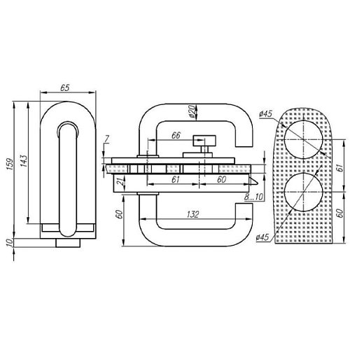 Комплект замка GLASS-M-TECH G2012 накладной для стеклянных дверей (стекло-стена) двухсторонний серый - Фото №4