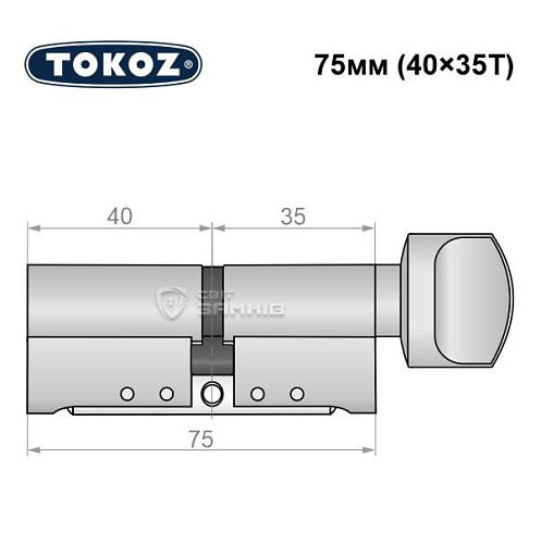 Циліндр TOKOZ Pro300 75T (40*35T) нікель матовий - Фото №6