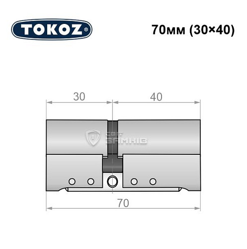 Циліндр TOKOZ Pro300 70 (30*40) нікель матовий - Фото №6