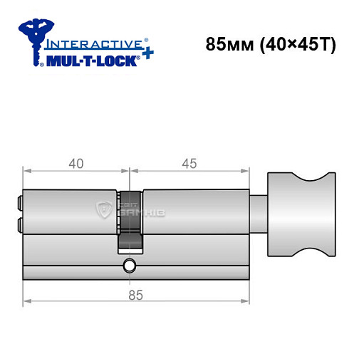 Циліндр MUL-T-LOCK MTL600/Interactive+ MOD 85T (40*45T) (модульний) нікель сатин - Фото №6