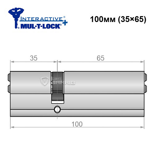 Цилиндр MUL-T-LOCK MTL600/Interactive + MOD 100 (35*65) (модульный) никель сатин - Фото №5
