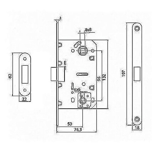 Механизм замка MVM MG-2056 WC (BS50*96мм) магнитный AB старая бронза - Фото №3