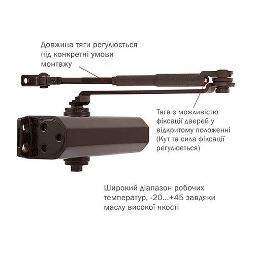 Дотягувач RYOBI DS-2550 BC STD HO з фіксацією до 80кг Коричневий - Фото №5