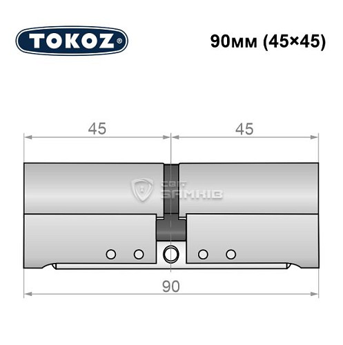 Циліндр TOKOZ Pro300 90 (45*45) нікель матовий - Фото №6