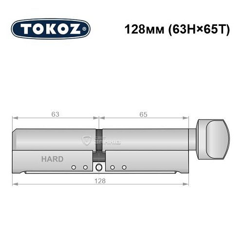 Циліндр TOKOZ Pro400 128T (63H*65T) (H - гартована сторона) нікель матовий - Фото №8