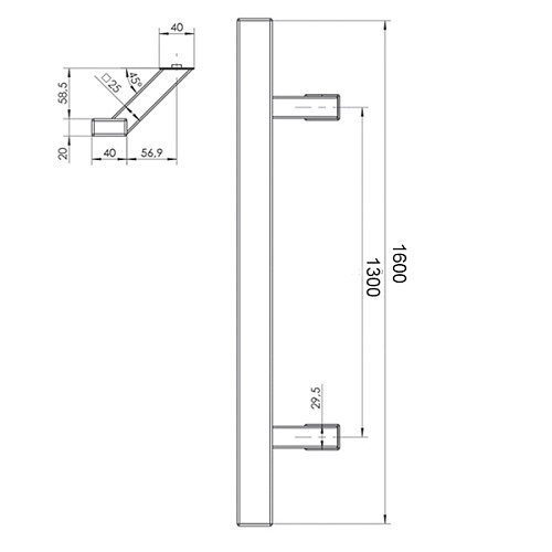 Ручки скобы WALA Q45RX 1600/1300.45(комплект) труба 40*20 нержавеющая сталь М304 - Фото №5