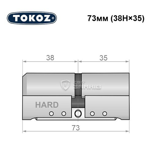 Циліндр TOKOZ Pro400 73 (38H*35) (H - гартована сторона) нікель матовий - Фото №5