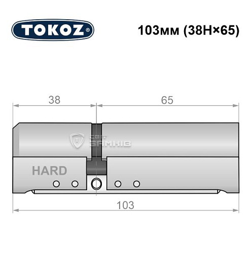 Циліндр TOKOZ Pro400 103 (38H*65) (H - гартована сторона) нікель матовий - Фото №5