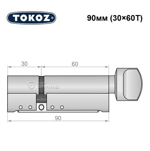 Циліндр TOKOZ Pro300 90T (30*60T) нікель матовий - Фото №5