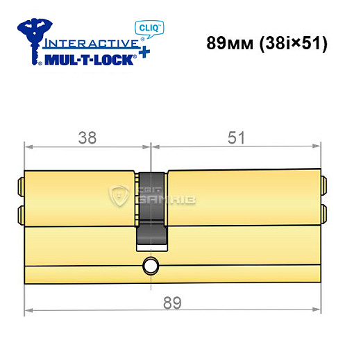 Циліндр MUL-T-LOCK MTL600/Interactive+ CLIQ 89 (38i*51) латунь - Фото №2