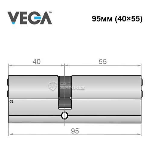 Циліндр VEGA VP-7 95 (40*55) нікель сатин - Фото №4