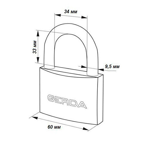 Навесной замок GERDA KMZ6010A S 60 (3 ключа) - Фото №2