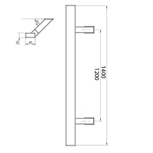 Ручка скоба ABELIX Vegas L: 1400mm X: 1200-45° 40*20mm SS нерж. сталь (половинка) - Фото №9