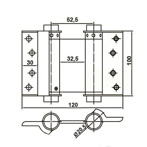 Завіс барний MERT 30 100x120 мм (пара) латунь - Фото №3