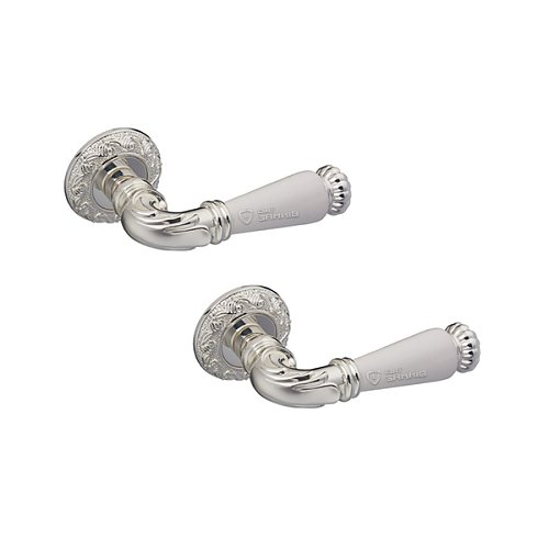 Ручки на розеті GAVROCHE Neodium Nd-Z20 BS/W яскраве срібло/біла емаль - Фото №1