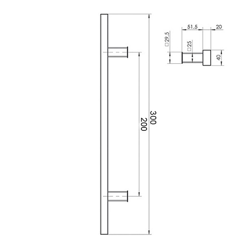 Ручка скоба WALA QA10 300/200.90 (половинка) труба 40*20 чорний матовий - Фото №3