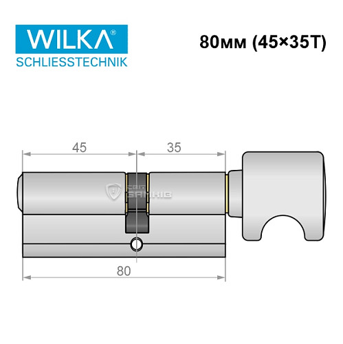 Цилиндр WILKA 1405 K423 80T (45*35T) никель - Фото №8