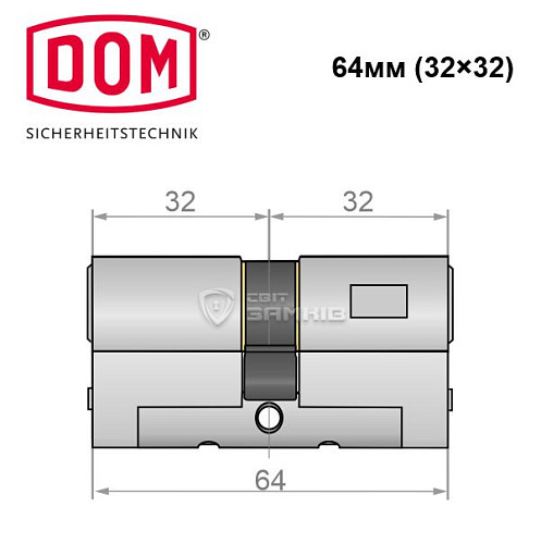 Цилиндр DOM Diamant 64 (32*32) мат.никель - Фото №4