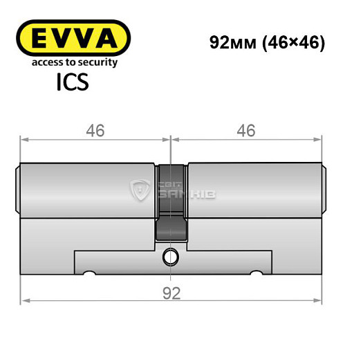 Цилиндр EVVA ICS 92 (46*46) никель сатин - Фото №6